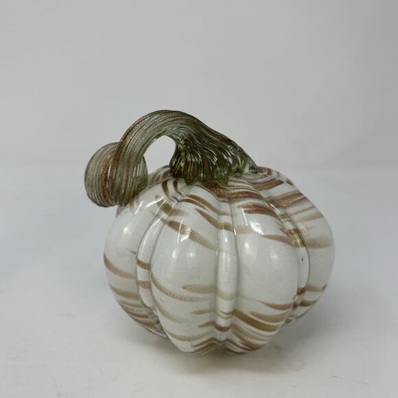 Pier 1 Glass Pumpkin Murano Style Lily Cottagecore Halloween Fall Autumn Home - Picture 3 of 9